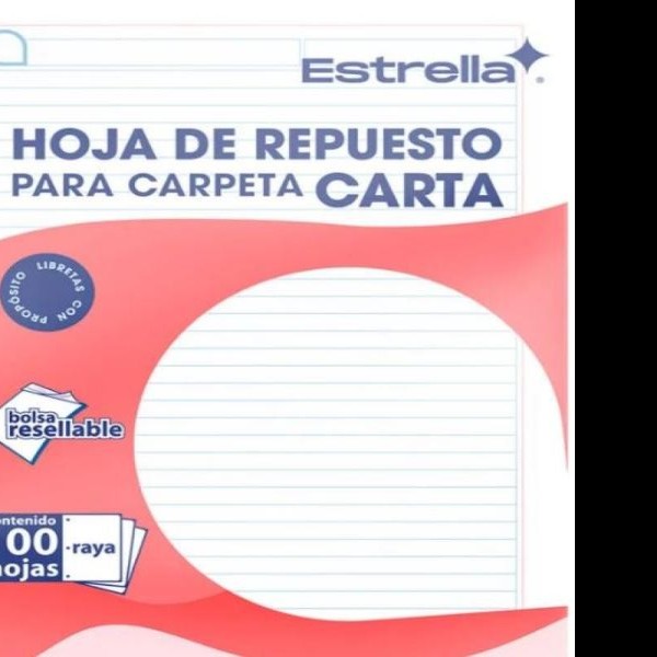 HOJA PCARPETA CTA. ESTRELLA 557 RAYA PAQ.C100H. C.20